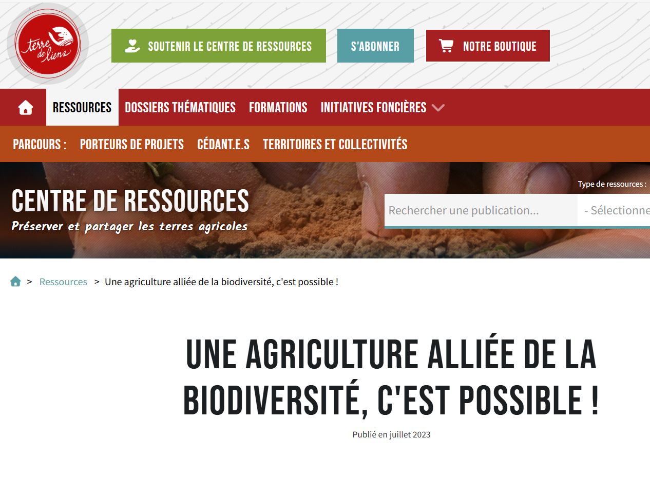 LIFE Biodiv'Paysanne Terre de Liens Dossier Ressources